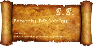 Beretzky Bökény névjegykártya